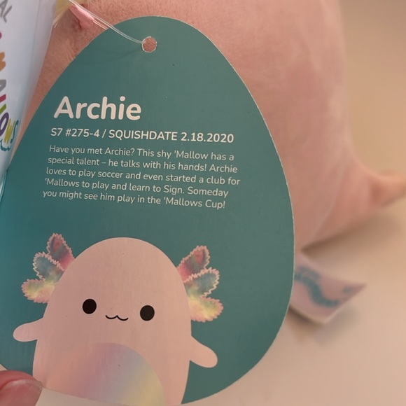 Squishmallos Archie the axolotl stuffed animal plush - Picture 6 of 11